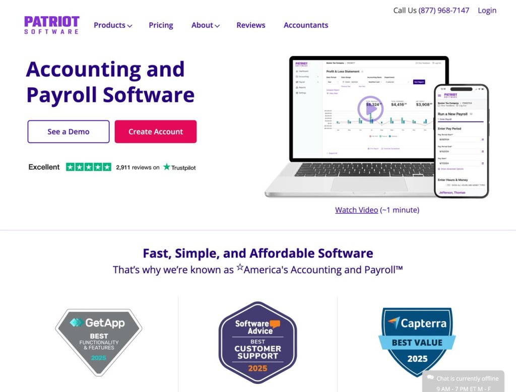 patriot screenshot homepage.